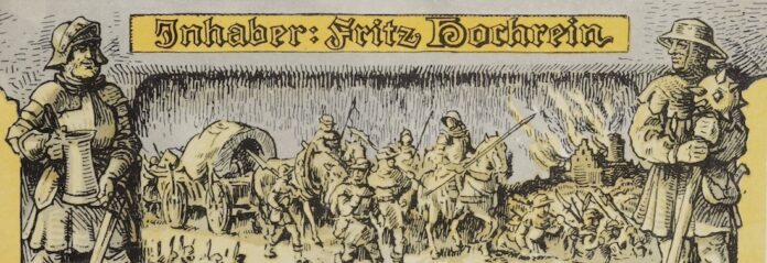 Speisekarte Stachel_Fotoarchiv Museum für Franken in Würzburg Detail einer Speisekarte des Würzburger Gasthauses „Zum Stachel“, 1960er Jahre (rechts). Es galt 1525 als Versammlungsort der Aufständischen. Ihren Namen hat sie von einem Morgenstern, der immer noch die Fassade ziert. Foto: Saskia Rupp (Fotoarchiv: Museum für Franken in Würzburg)