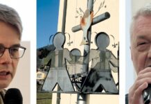 Brücken bauen in stürmischen Zeiten Superintendent Wolfgang Rehner (links) und Akademieleiter Dr. Frank Hiddemann in Bad Kissingen. Skulptur beim Evangelischen Diözesanmuseum Fresach in Kärnten – in der Nachbarschaft zur Steiermark. Fotos: Borée