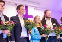Neue Führung – neue Wege Das neugewählte Präsidium der bayerischen Landessynode (von links): Joel Brodersen, Frank Bienk, Tanja Keller, Luca-Fynn Schieblich und Daniela Senger. Foto: epd/F