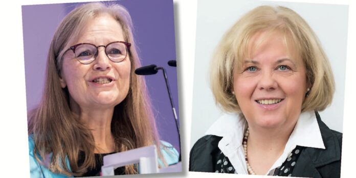 Synodenpräsidentin Tanja Keller (links) löste Annekathrin Preidel als Synodalpräsidentin der ELKB-Landessynode ab. Fotos: epd/F und ELKB