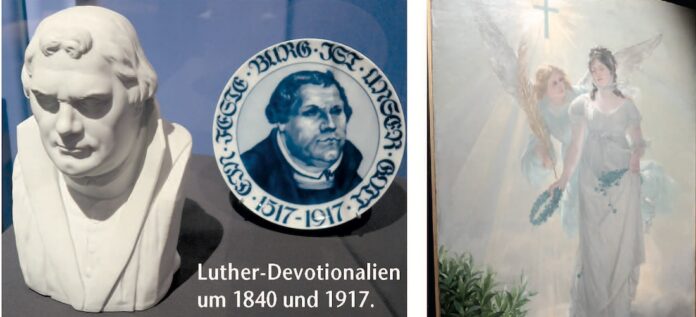 Rechts: Mutter Luise (1776–1810) erscheint dem verstorbenen Kaiser Wilhelm I. (1797–1888) auf dem Paradebett, Gemälde von Fritz Steinmetz 1889. Fotos: Borée